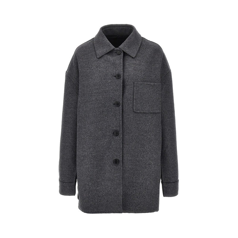 Prada Prada Cashwool and Re-Nylon Reversible Overshirt Grey - World Class Fashion