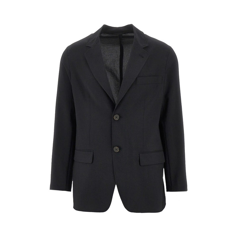 Emporio Armani Emporio Armani Technical Seersucker Jacket Black - World Class Fashion