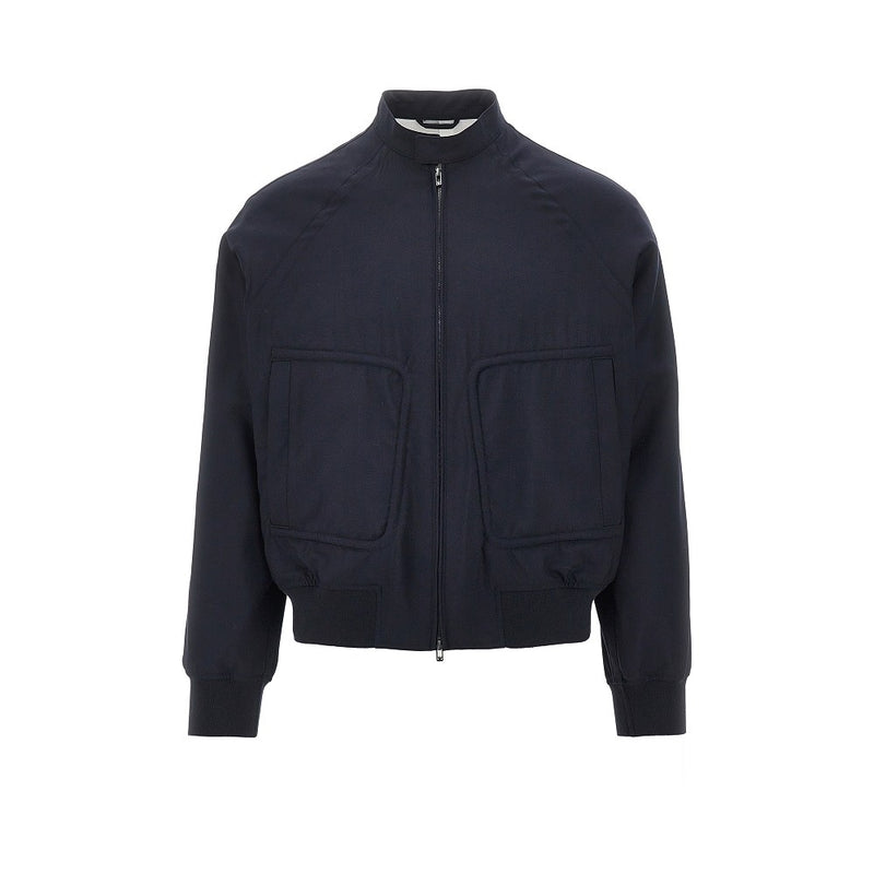 Emporio Armani Emporio Armani Light Wool Bomber Jacket Blue - World Class Fashion