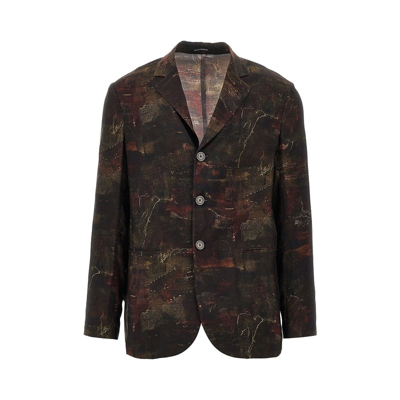 Emporio Armani Emporio Armani Cupro Twill Jacket Brown Men - World Class Fashion