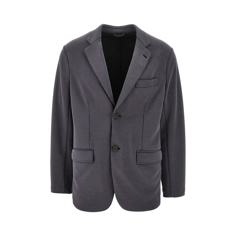 Emporio Armani Emporio Armani Canneté Fabric Blazer Grey Men - World Class Fashion