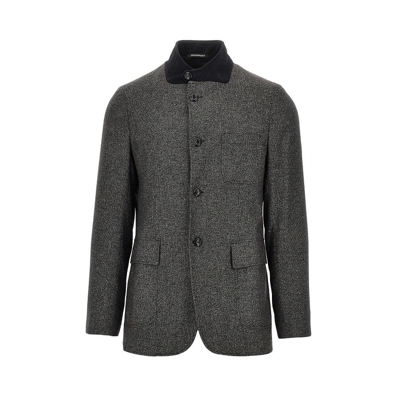Emporio Armani Emporio Armani Mouliné Knitted Jacket Black - World Class Fashion