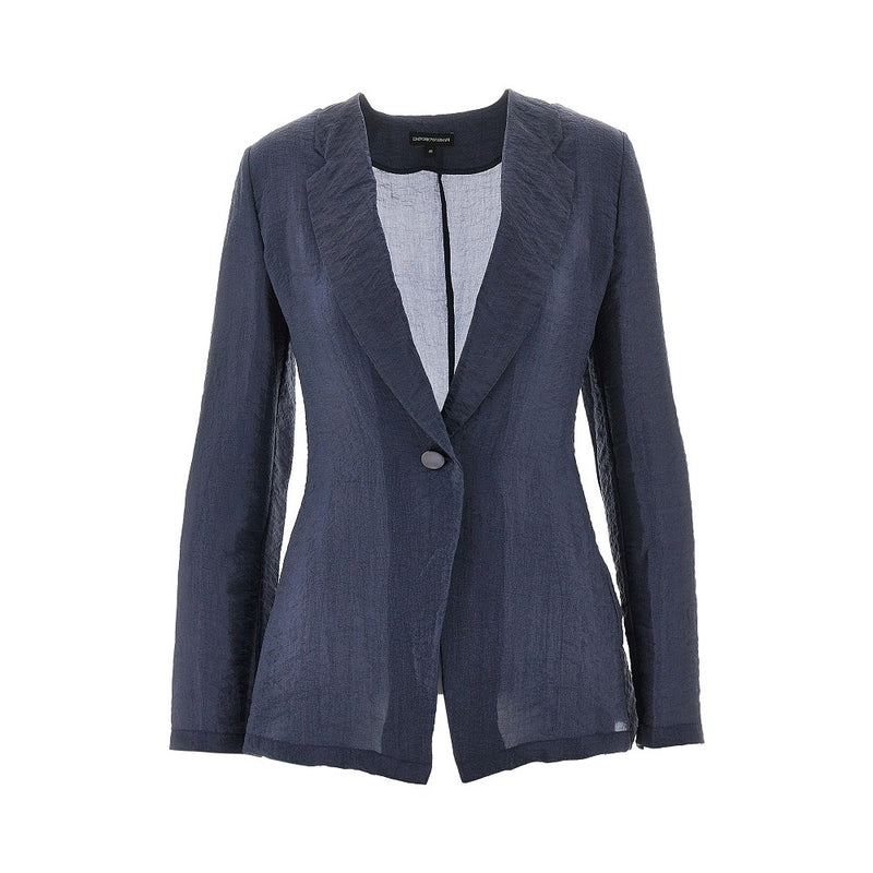 Emporio Armani Emporio Armani Tecno Creponne Jacket Blue Women - World Class Fashion