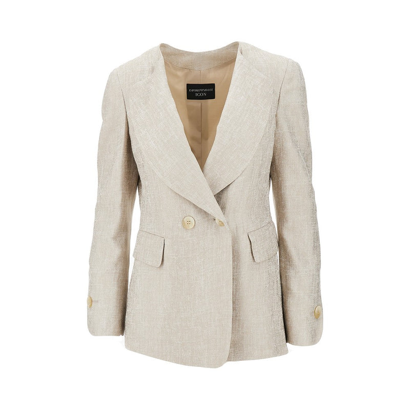 Emporio Armani Emporio Armani Icon Laminated Viscose Jacket Gold - World Class Fashion