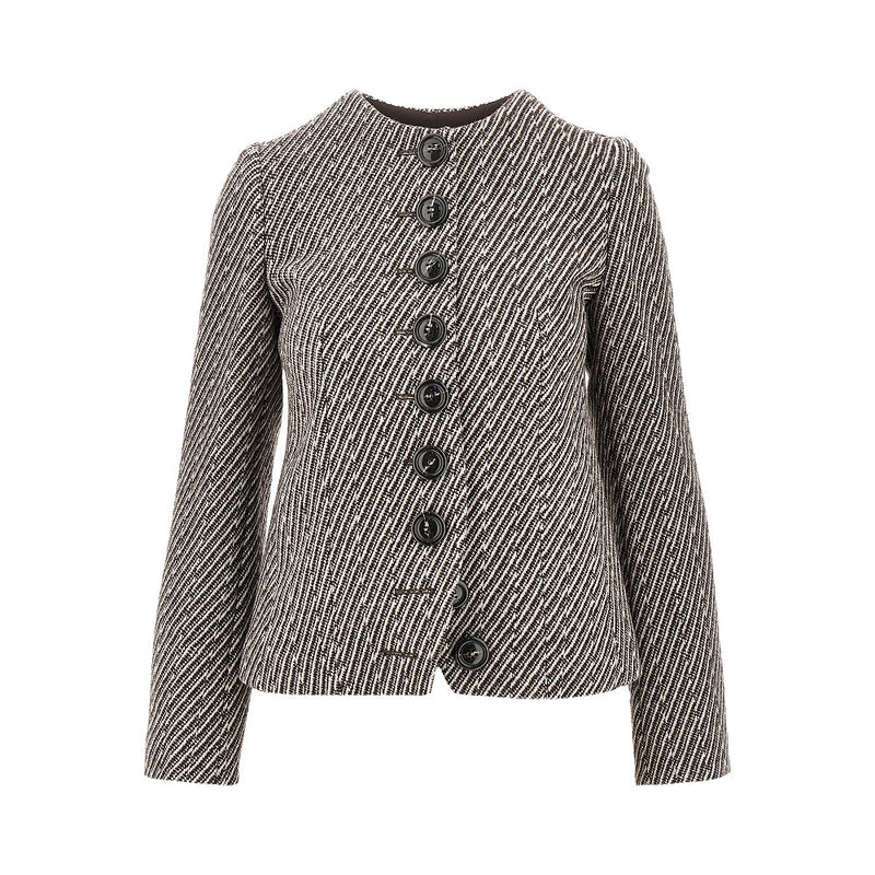 Emporio Armani Emporio Armani Diagonal Striped Wool-blend Jacket Brown - World Class Fashion