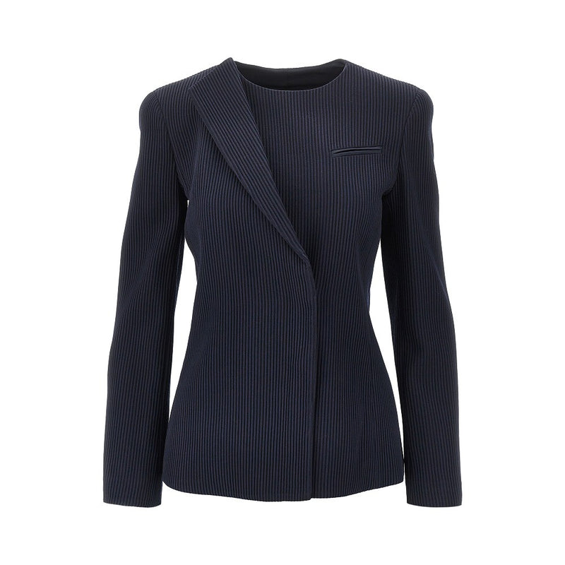 Emporio Armani Emporio Armani Canneté Wool Jacket Blue Women - World Class Fashion