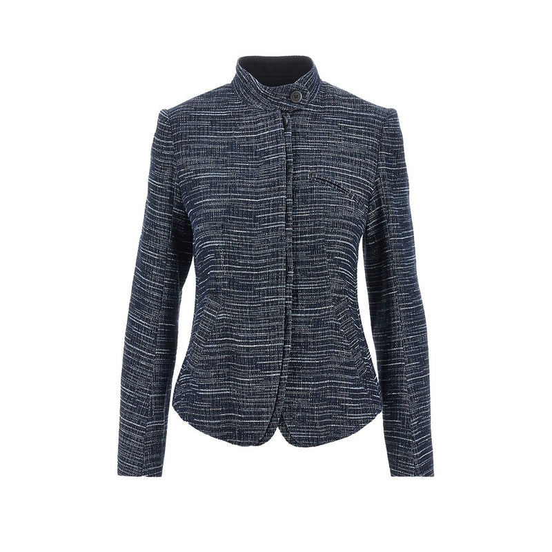 Emporio Armani Emporio Armani Denim-effect Tweed Jacket Blue - World Class Fashion