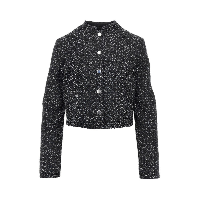 Emporio Armani Emporio Armani Sequinned Denim Short Jacket Blue - World Class Fashion
