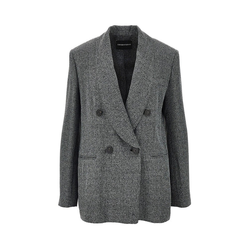 Emporio Armani Emporio Armani Mouliné Double-breasted Jacket Grey - World Class Fashion