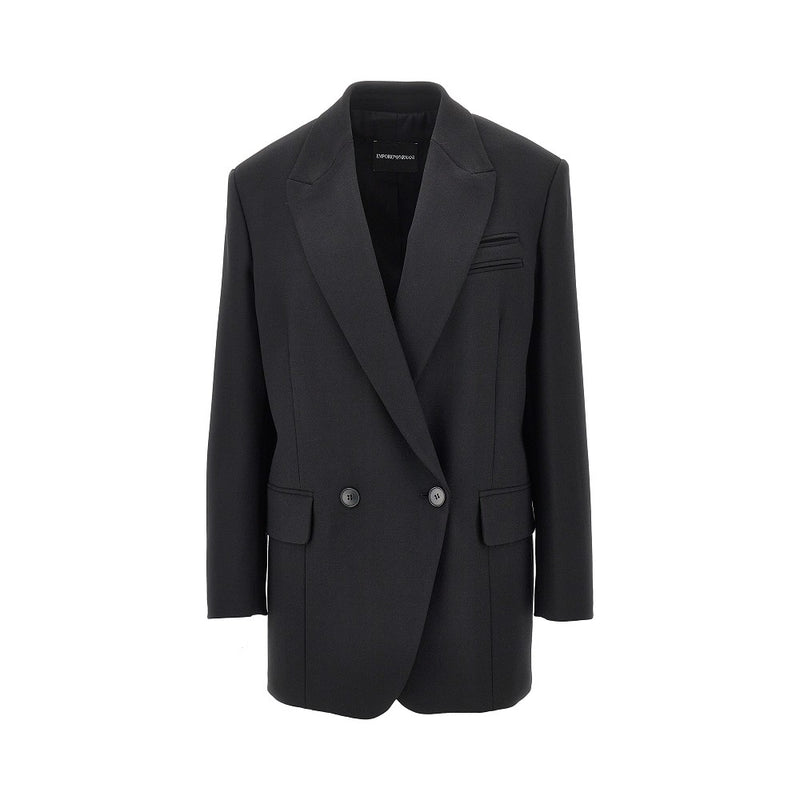 Emporio Armani Emporio Armani Wool-blend Double-breasted Jacket Black - World Class Fashion