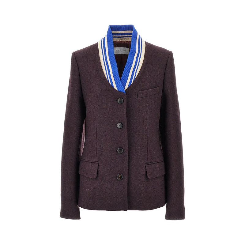 Dries Van Noten Dries Van Noten Cloth Jacket With Ribbed Collar - World Class Fashion