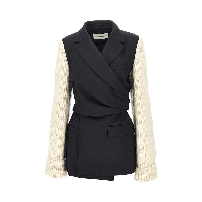 Dries Van Noten Dries Van Noten Wool Blazer With Knitted Sleeves - World Class Fashion