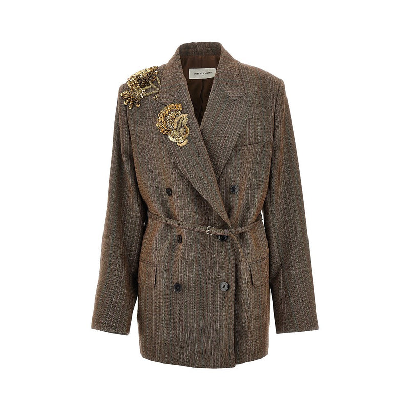 Dries Van Noten Dries Van Noten Embroidered Oversized Double-breasted Jacket - World Class Fashion