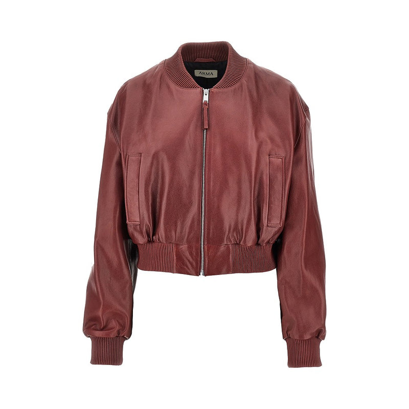 Arma Arma Hannan Leather Bomber Jacket Red Women - World Class Fashion