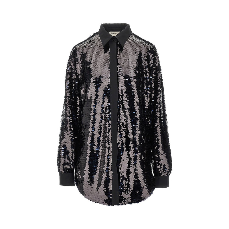 Alberta Ferretti Alberta Ferretti Sequinned Oversized Shirt Black - World Class Fashion