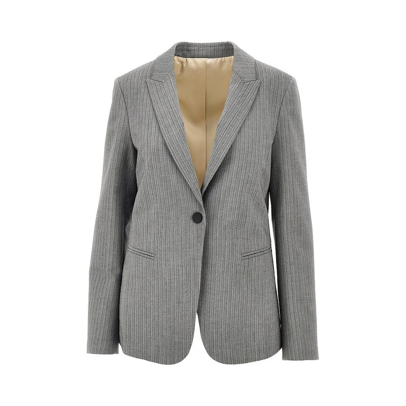 Alberta Ferretti Alberta Ferretti Pinstriped Jacket Grey Women - World Class Fashion