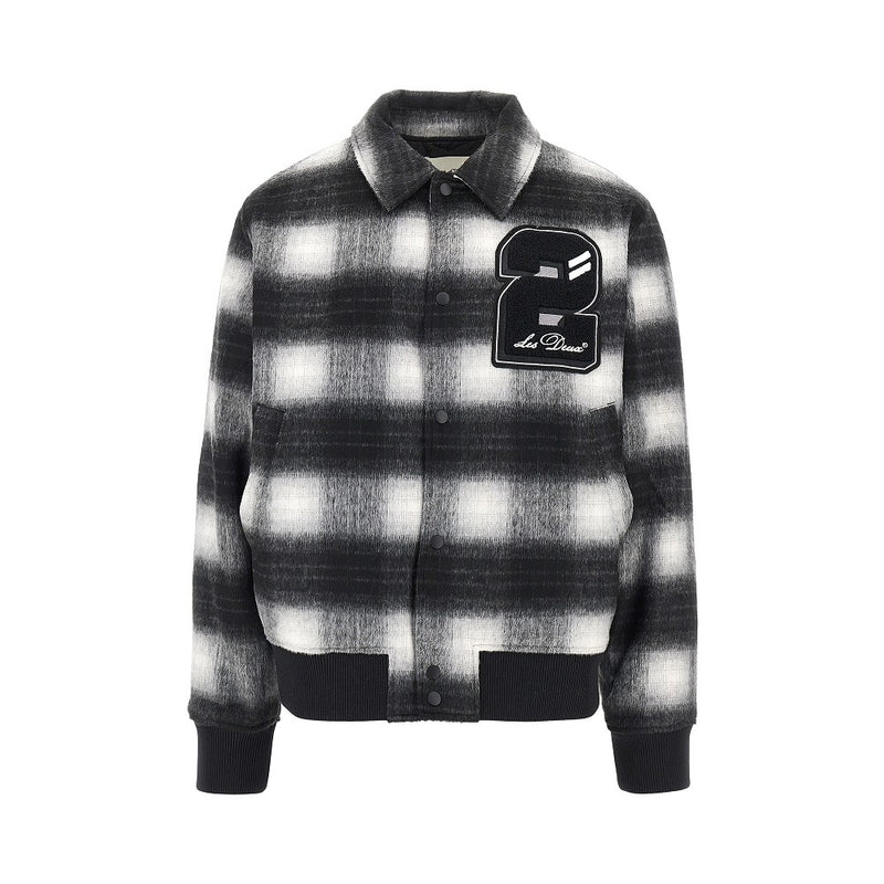 Les Deux Les Deux Shadowcheck Varsity Jacket Black - World Class Fashion
