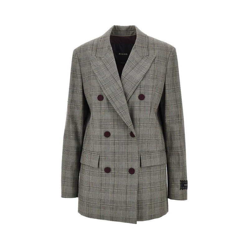 Pinko Pinko Prince Of Wales Double-breasted Jacket Multicolor - World Class Fashion