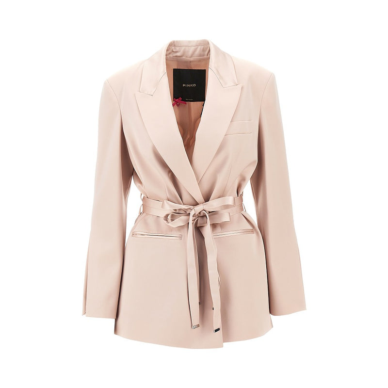 Pinko Pinko Satin Jacket with Belt Pink Women - World Class Fashion