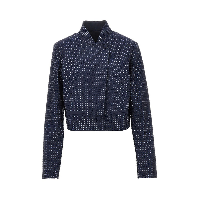 Pinko Pinko Strass-Embellished Cropped Jacket Blue - World Class Fashion