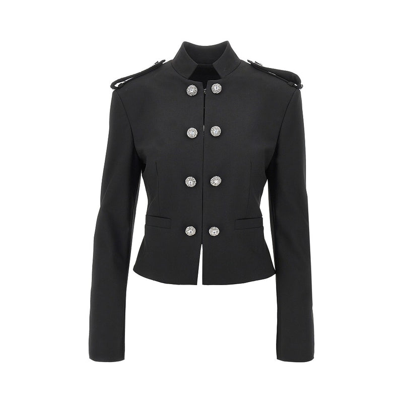 Pinko Pinko Jewelled Epaulettes Black Jacket Women - World Class Fashion