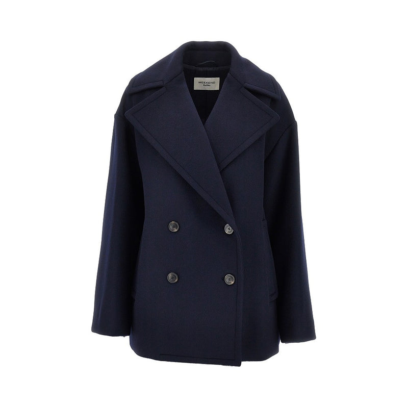 Max Mara Weekend Max Mara Weekend Virgin Wool Short Coat Blue - World Class Fashion