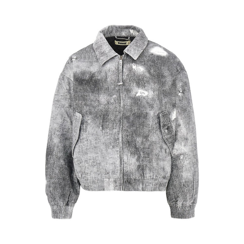 Woodbird Woodbird 'WBBao' Printed Cotton Bomber Jacket Grey - World Class Fashion