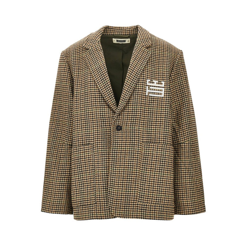 Woodbird Woodbird WBGing Houndstooth Jacket Brown Green - World Class Fashion