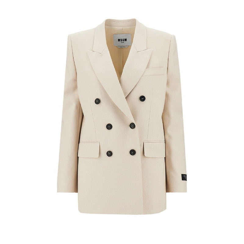 Msgm Msgm Oversized Canvas Double-breasted Jacket Beige - World Class Fashion