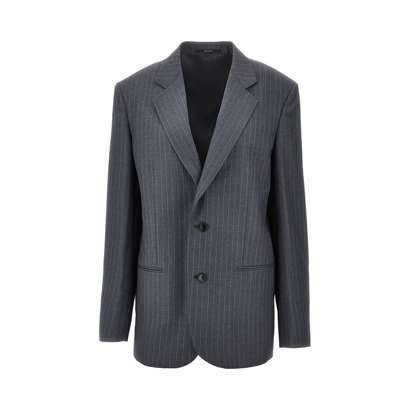 Gucci Gucci Pinstriped Wool Oversized Jacket Grey - World Class Fashion