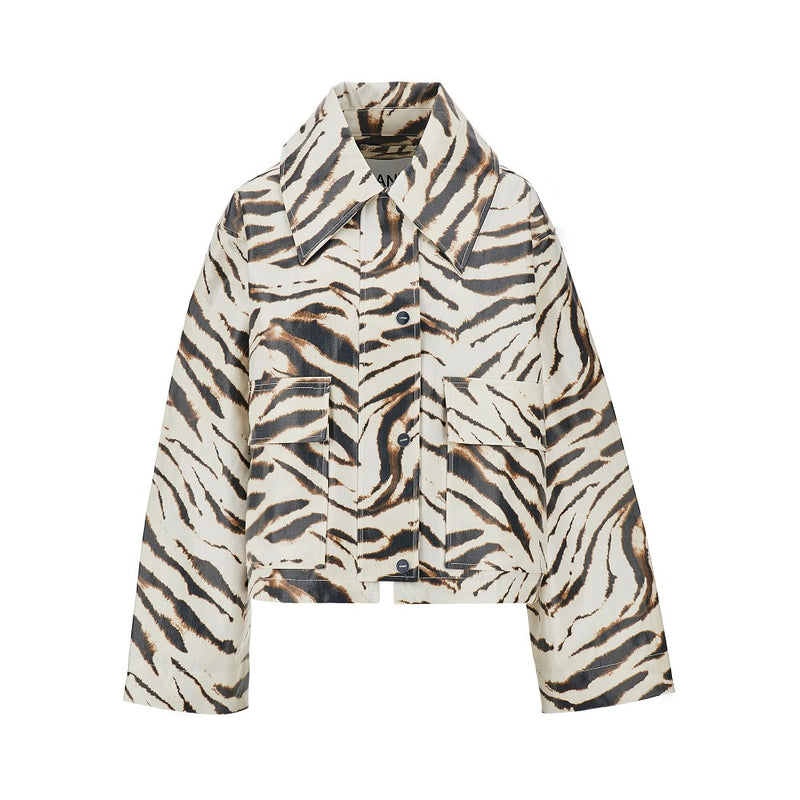 Ganni Ganni Coated Fabric Zebra Print Jacket Multicolor - World Class Fashion