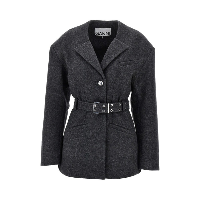 Ganni Ganni Wool-blend Jacket Grey Women - World Class Fashion
