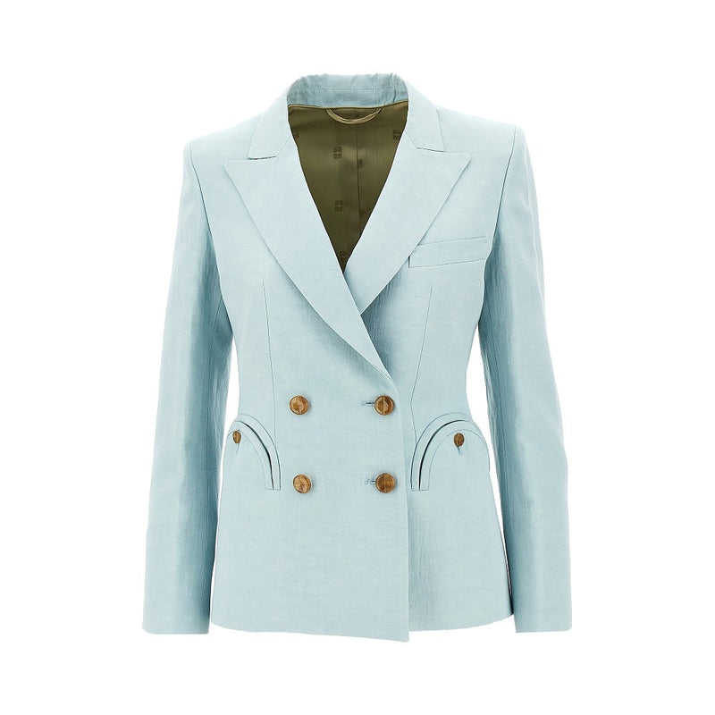 Blaze Blaze Charmer Silk and Linen Blazer Blue - World Class Fashion