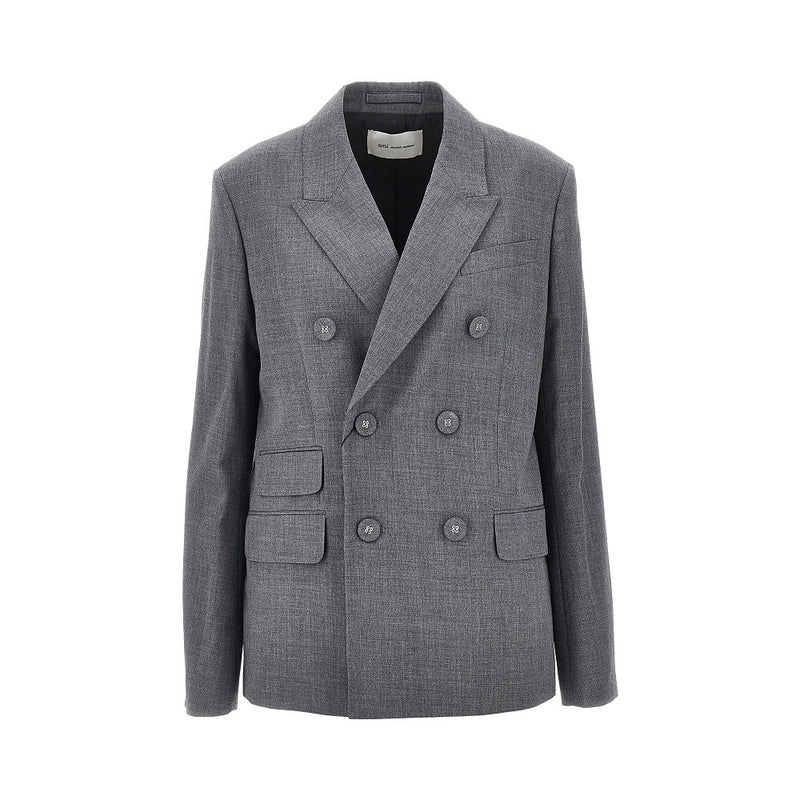 Ami Ami Double-breasted Wool Blazer With Belt - World Class Fashion