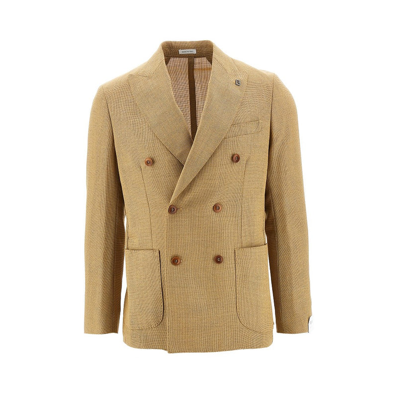 Breras Breras Firenze Wool Double-breasted Jacket Yellow - World Class Fashion