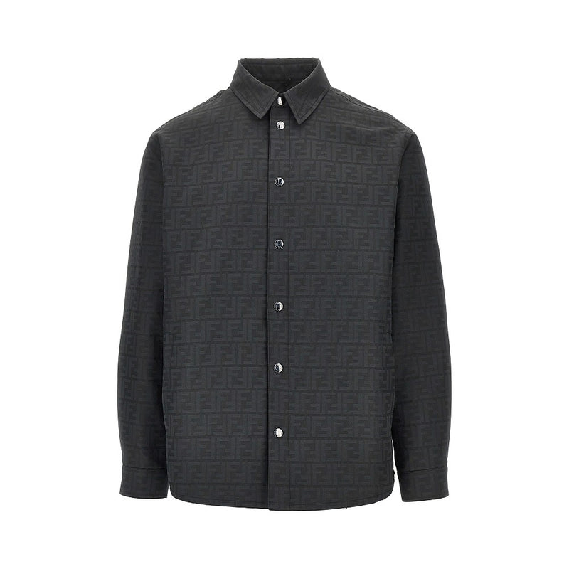 Fendi Fendi Padded FF Jacquard Nylon Overshirt Black - World Class Fashion