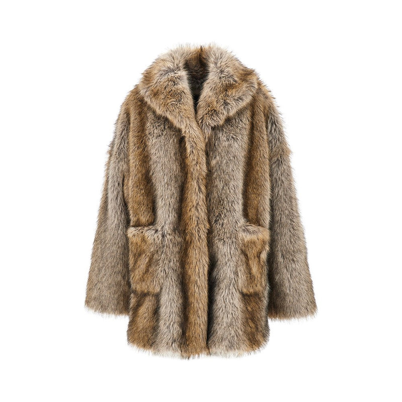 Bb Couture Bb Couture Brigitte Faux Fur Oversized Jacket Beige - World Class Fashion