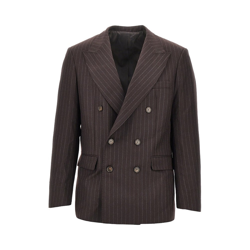Marsem Marsem Pinstriped Wool-blend Jacket Brown Men - World Class Fashion