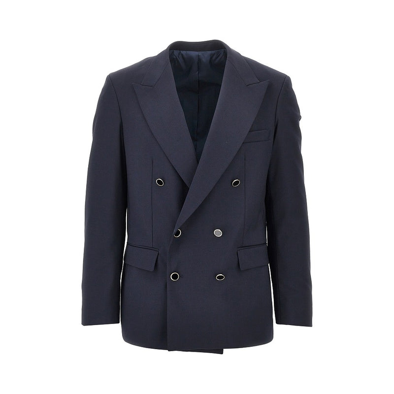 Marsem Marsem Light Wool-blend Double-breasted Jacket Blue - World Class Fashion