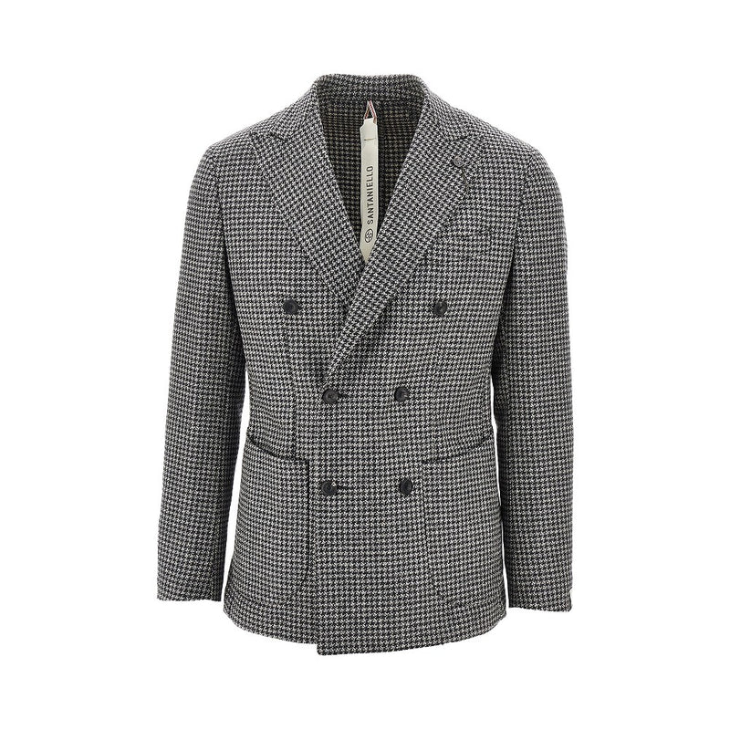 Santaniello Santaniello Houndstooth Wool Jacket Black Men - World Class Fashion