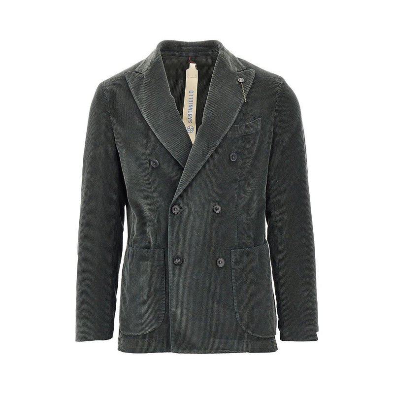 Santaniello Santaniello Corduroy Double-breasted Jacket Grey - World Class Fashion
