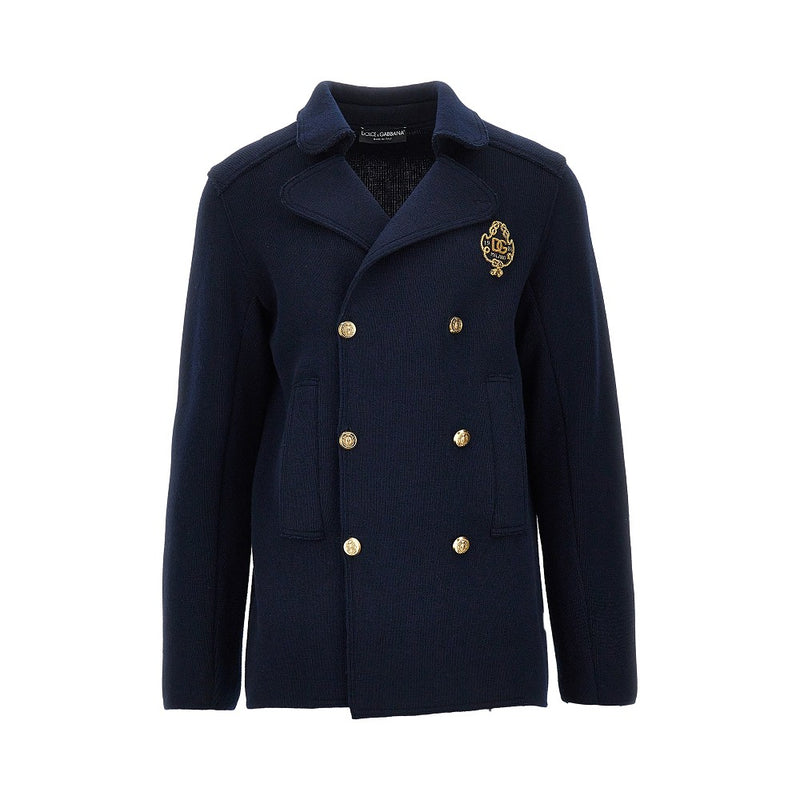 Dolce&gabbana Dolce&Gabbana Knitted Double-breasted Jacket Blue - World Class Fashion