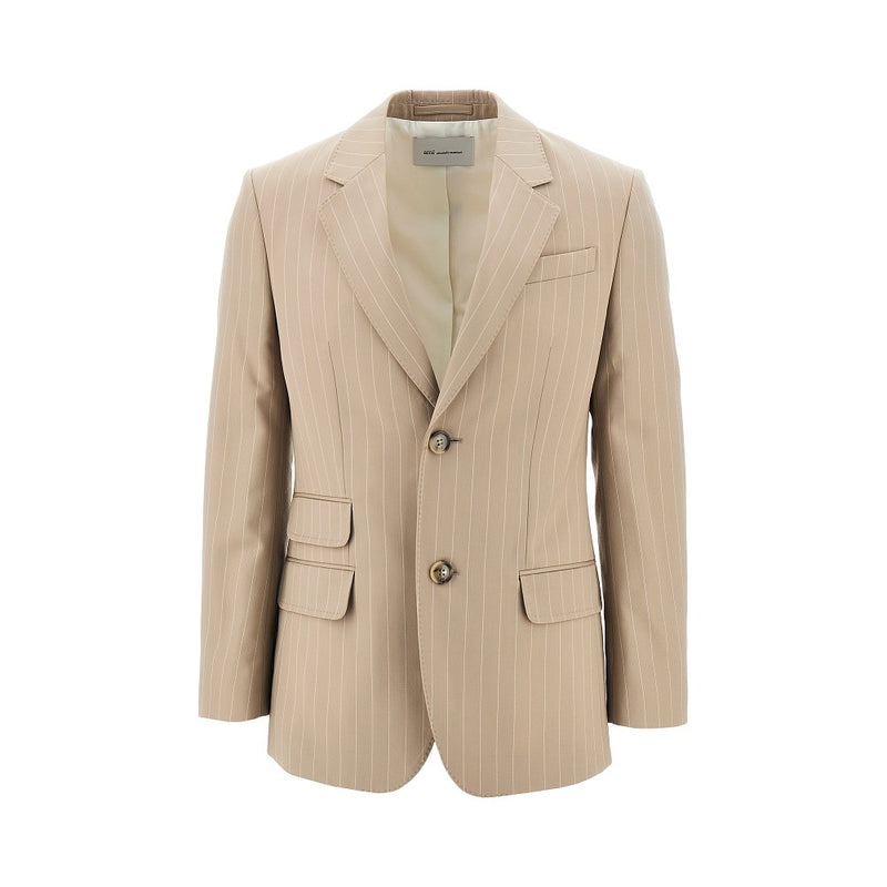 Ami Ami Pinstriped Wool Jacket Beige Men - World Class Fashion