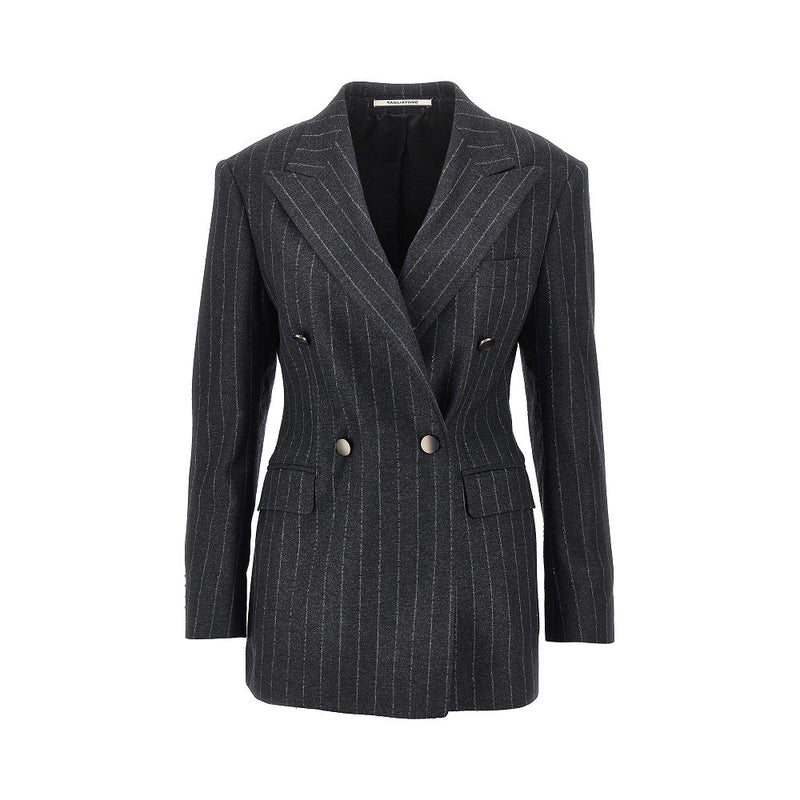 Tagliatore Tagliatore Pinstriped Wool-blend Jacket Grey Women - World Class Fashion