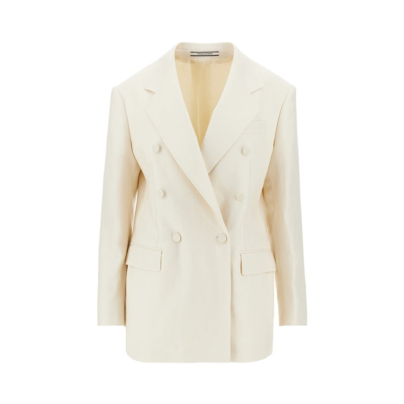 Tagliatore Tagliatore Double-breasted Linen Twill Jacket White - World Class Fashion