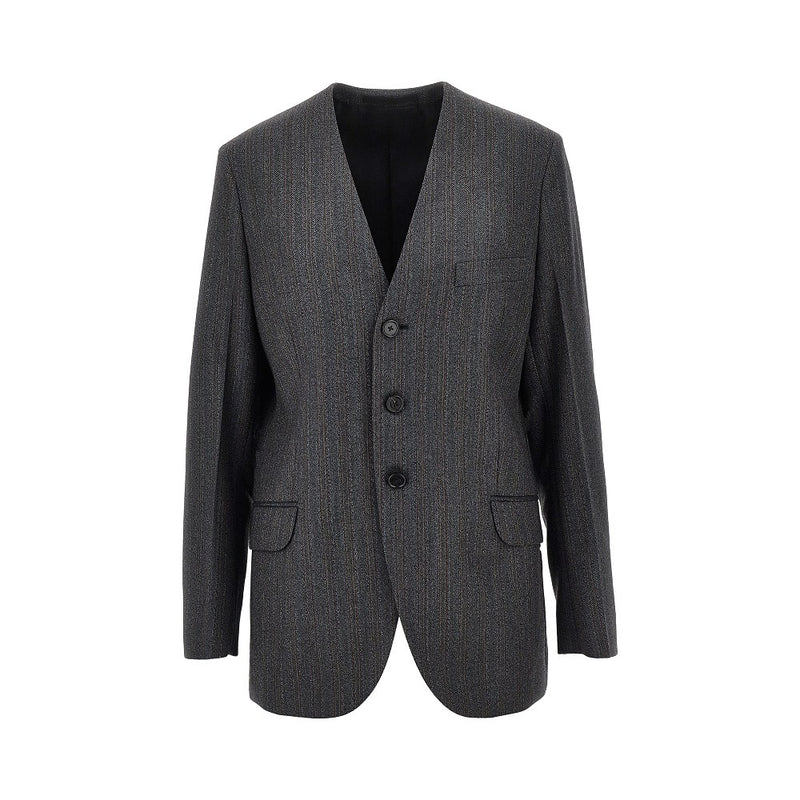 Jil Sander Jil Sander Pinstriped Wool Tailored Jacket Grey - World Class Fashion