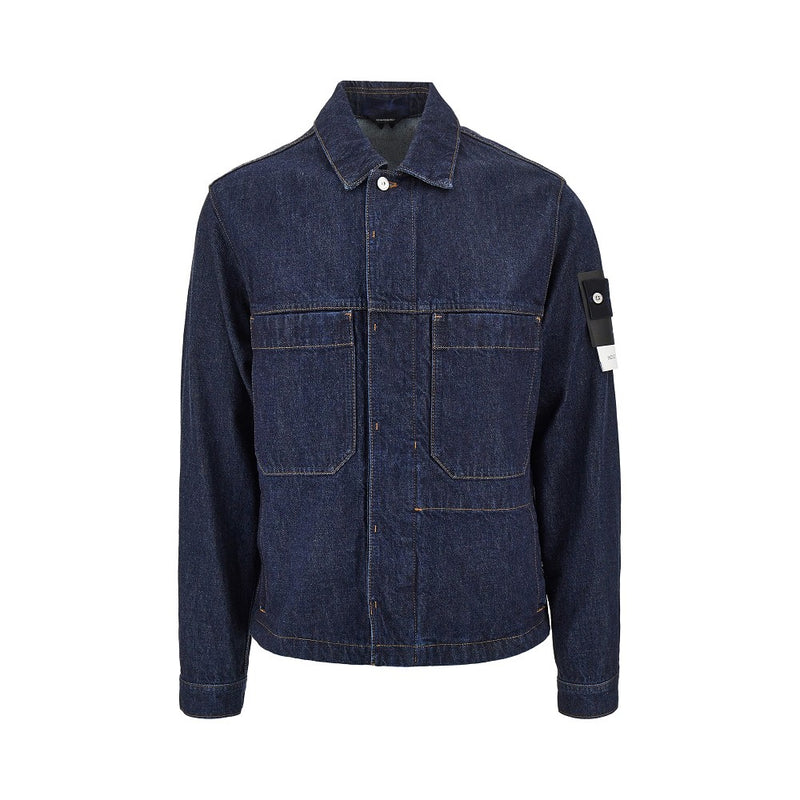 Stone Island Denim Stone Island Denim Indigo Denim-rinsed Overshirt Blue - World Class Fashion