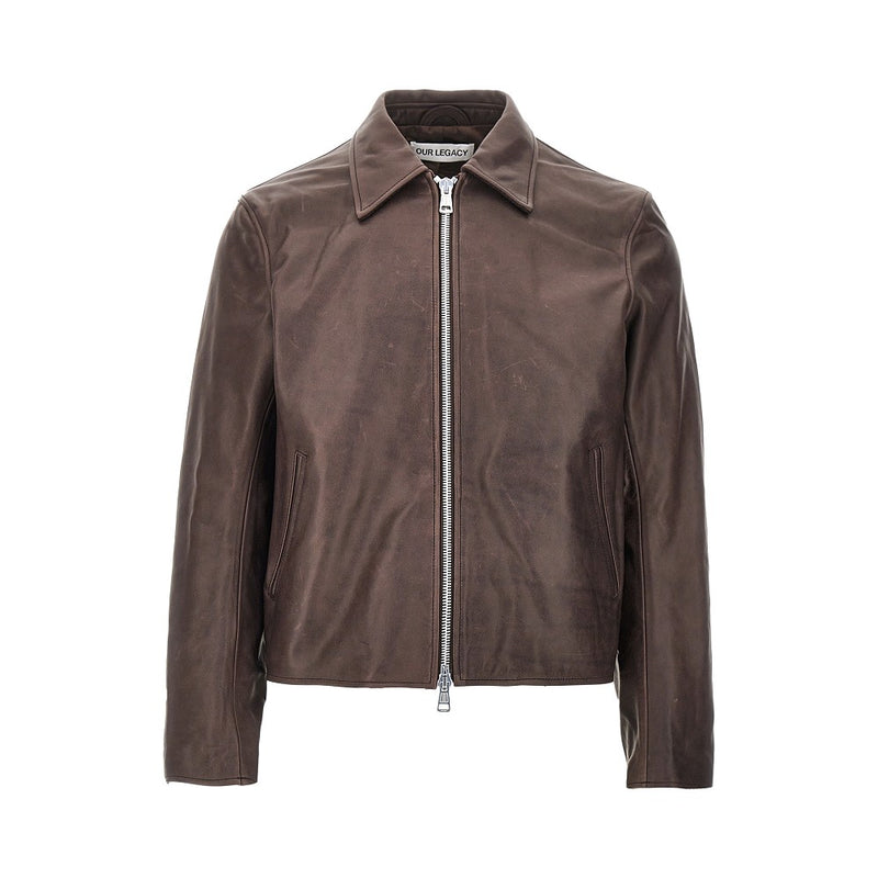 Our Legacy Our Legacy Waxed Leather Jacket Brown - World Class Fashion