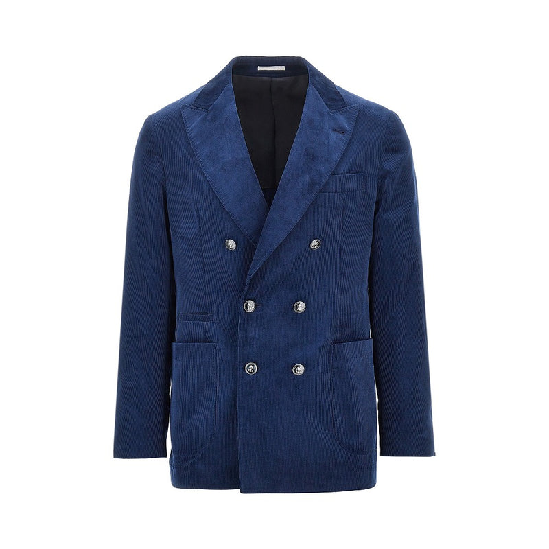 Brunello Cucinelli Brunello Cucinelli Corduroy Double-breasted Jacket Blue - World Class Fashion