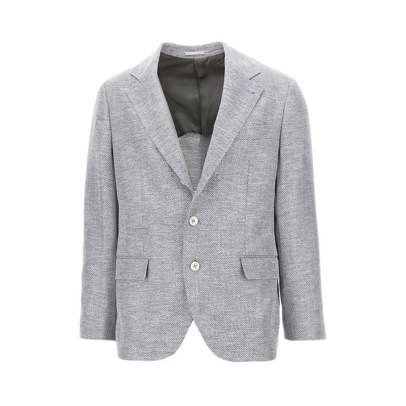 Brunello Cucinelli Brunello Cucinelli Chevron Fabric Jacket Blue Men - World Class Fashion